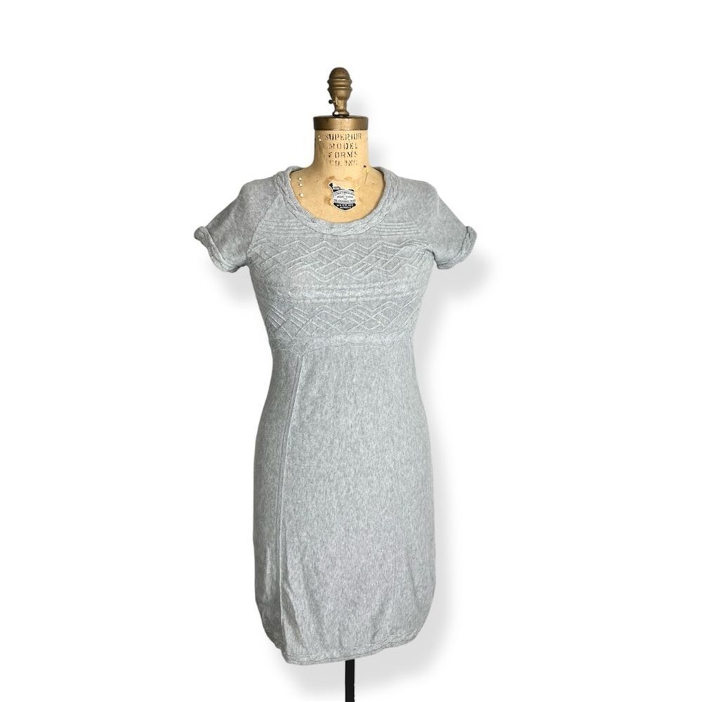 Athleta Wool and Silk Blend Heather Gray Short Sleeve Mini Sweater Dress - Picture 6 of 6